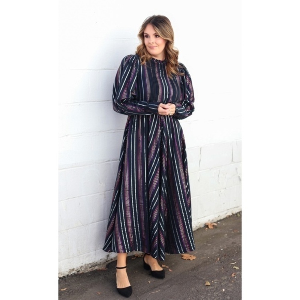 Farm Rio Lurex Stripe Midi Dress - Picture 3 of 8
